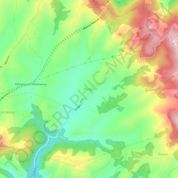 Mapa topográfico Rtari, altitud, relieve