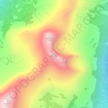 Mapa topográfico Blåfjellet, altitud, relieve