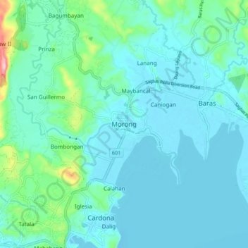 Mapa topográfico Morong, altitud, relieve