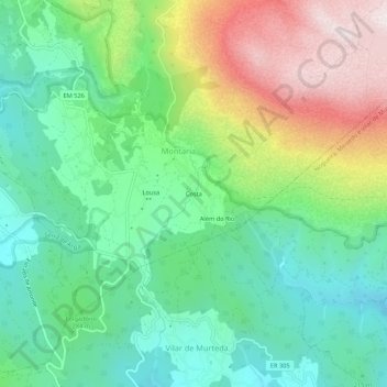 Mapa topográfico Costa, altitud, relieve