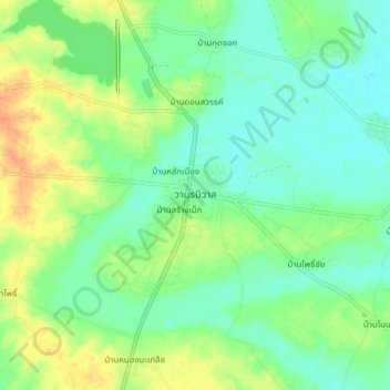 Mapa topográfico Wanon Niwat, altitud, relieve