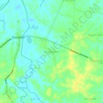 Mapa topográfico Guinobatan, altitud, relieve