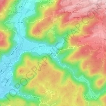 Mapa topográfico Saphoz, altitud, relieve