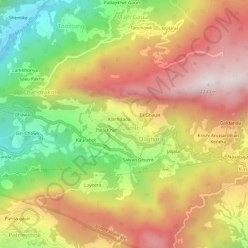 Mapa topográfico Pasal, altitud, relieve