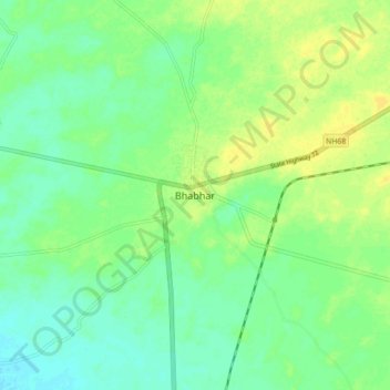 Mapa topográfico Bhabhar, altitud, relieve