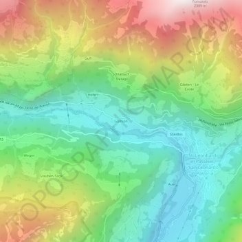 Mapa topográfico Gomion, altitud, relieve