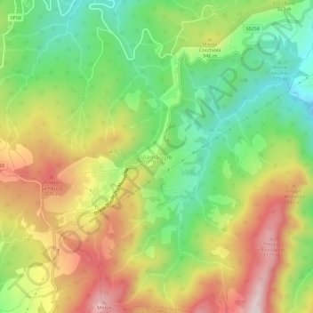 Mapa topográfico Viamaggio, altitud, relieve
