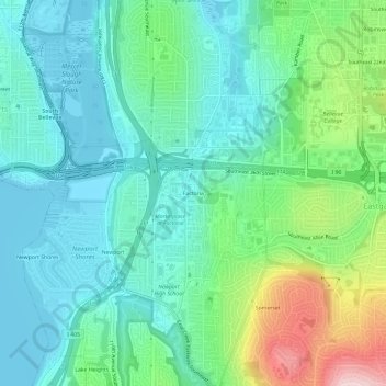 Mapa topográfico Factoria, altitud, relieve