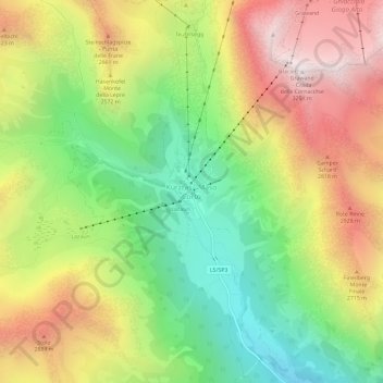 Mapa topográfico Kurzras, altitud, relieve