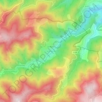 Mapa topográfico La Chirouze, altitud, relieve
