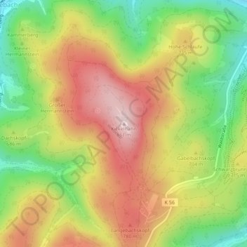Mapa topográfico Kickelhahn, altitud, relieve