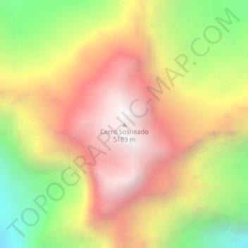 Mapa topográfico Cerro Sosneado, altitud, relieve