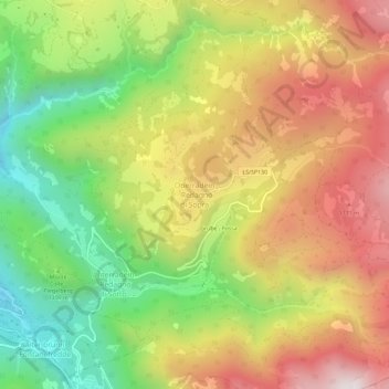 Mapa topográfico Oberradein, altitud, relieve