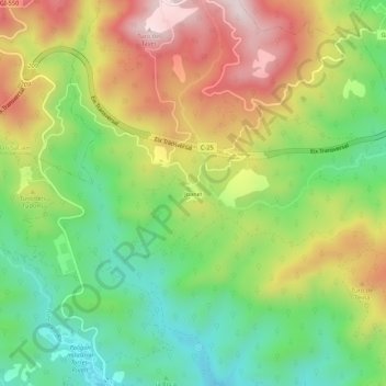 Mapa topográfico Joanet, altitud, relieve