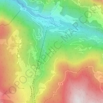 Mapa topográfico Le Grand-Biollay, altitud, relieve