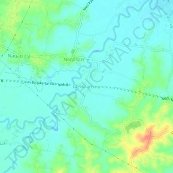 Mapa topográfico Medalkrisna, altitud, relieve
