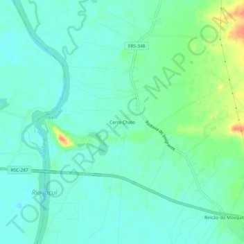 Mapa topográfico Cerro Chato, altitud, relieve