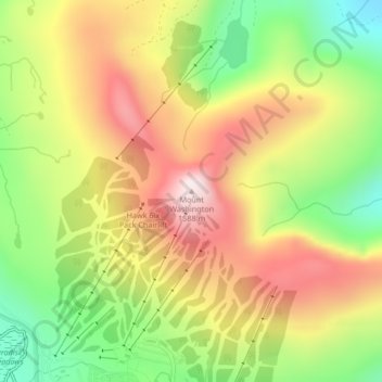 Mapa topográfico Mount Washington, altitud, relieve