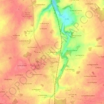 Mapa topográfico Les Ratelières, altitud, relieve