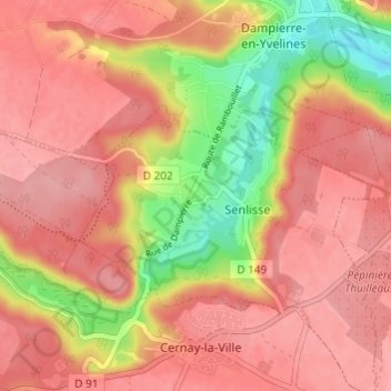Mapa topográfico Garnes, altitud, relieve