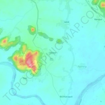 Mapa topográfico Chicher, altitud, relieve