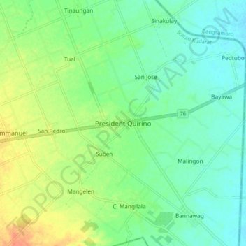 Mapa topográfico President Quirino, altitud, relieve