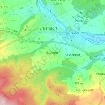 Mapa topográfico Hauxdorf, altitud, relieve