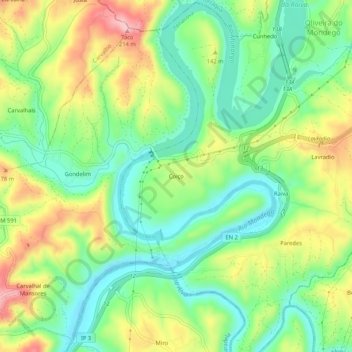 Mapa topográfico Coiço, altitud, relieve