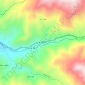 Mapa topográfico Chaupiacu, altitud, relieve