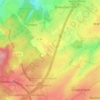 Mapa topográfico Hitfeld, altitud, relieve