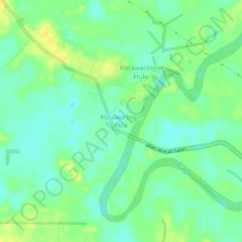 Mapa topográfico Kotawaringin Hilir, altitud, relieve