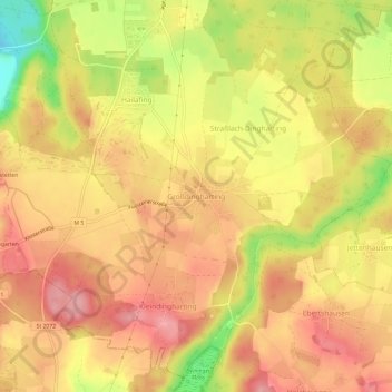 Mapa topográfico Großdingharting, altitud, relieve