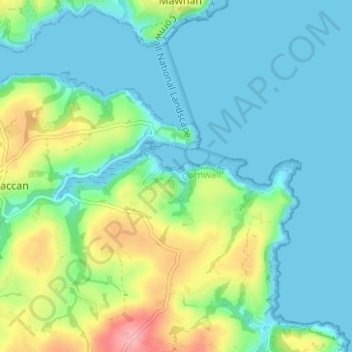 Mapa topográfico Gillan, altitud, relieve