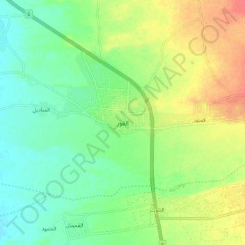 Mapa topográfico Al Quoz, altitud, relieve