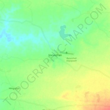 Mapa topográfico Vanasthali, altitud, relieve