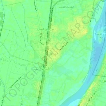Mapa topográfico Abu Ragwan, altitud, relieve