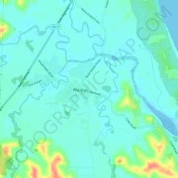 Mapa topográfico Waipū, altitud, relieve
