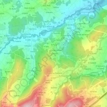 Mapa topográfico Figueiroa, altitud, relieve
