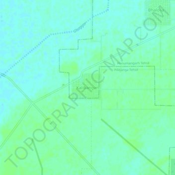 Mapa topográfico Kalibangan, altitud, relieve