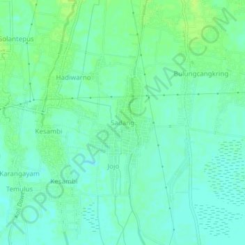 Mapa topográfico Sadang, altitud, relieve