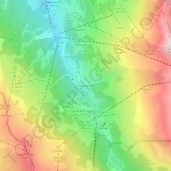 Mapa topográfico La Petite Rosière, altitud, relieve