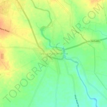Mapa topográfico Talegaon Dhamdhere, altitud, relieve