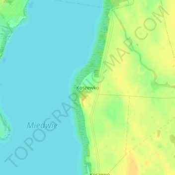 Mapa topográfico Koszewko, altitud, relieve
