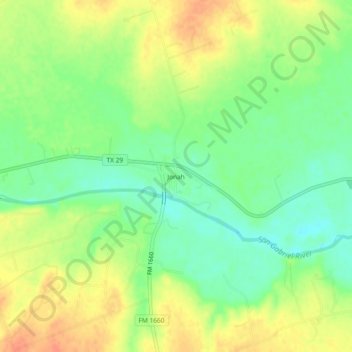 Mapa topográfico Jonah, altitud, relieve