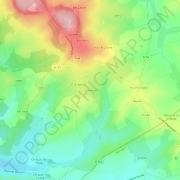 Mapa topográfico La Tuilerie, altitud, relieve