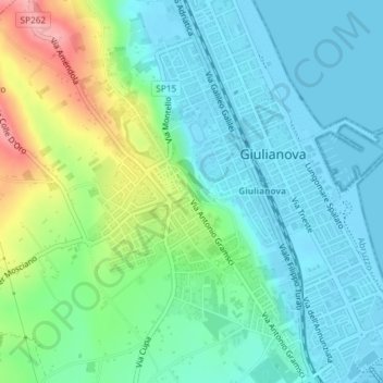 Mapa topográfico Belvedere, altitud, relieve