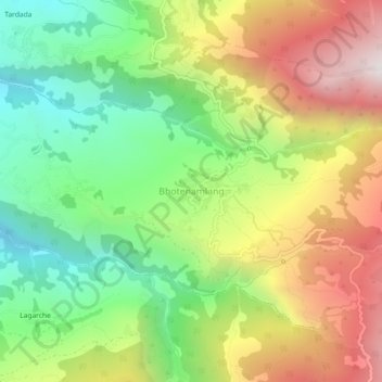 Mapa topográfico Bhotenamlang, altitud, relieve