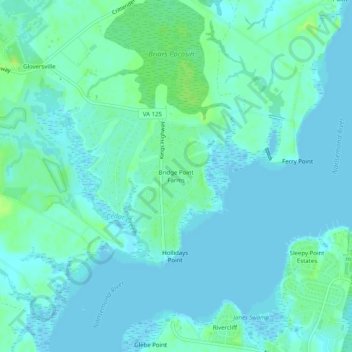 Mapa topográfico Bridge Point Farms, altitud, relieve