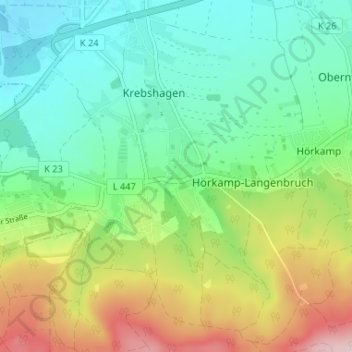 Mapa topográfico Wendthagen, altitud, relieve