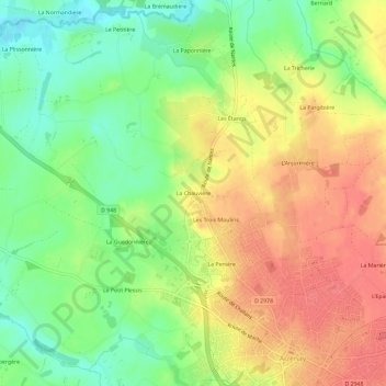 Mapa topográfico La Chauvière, altitud, relieve